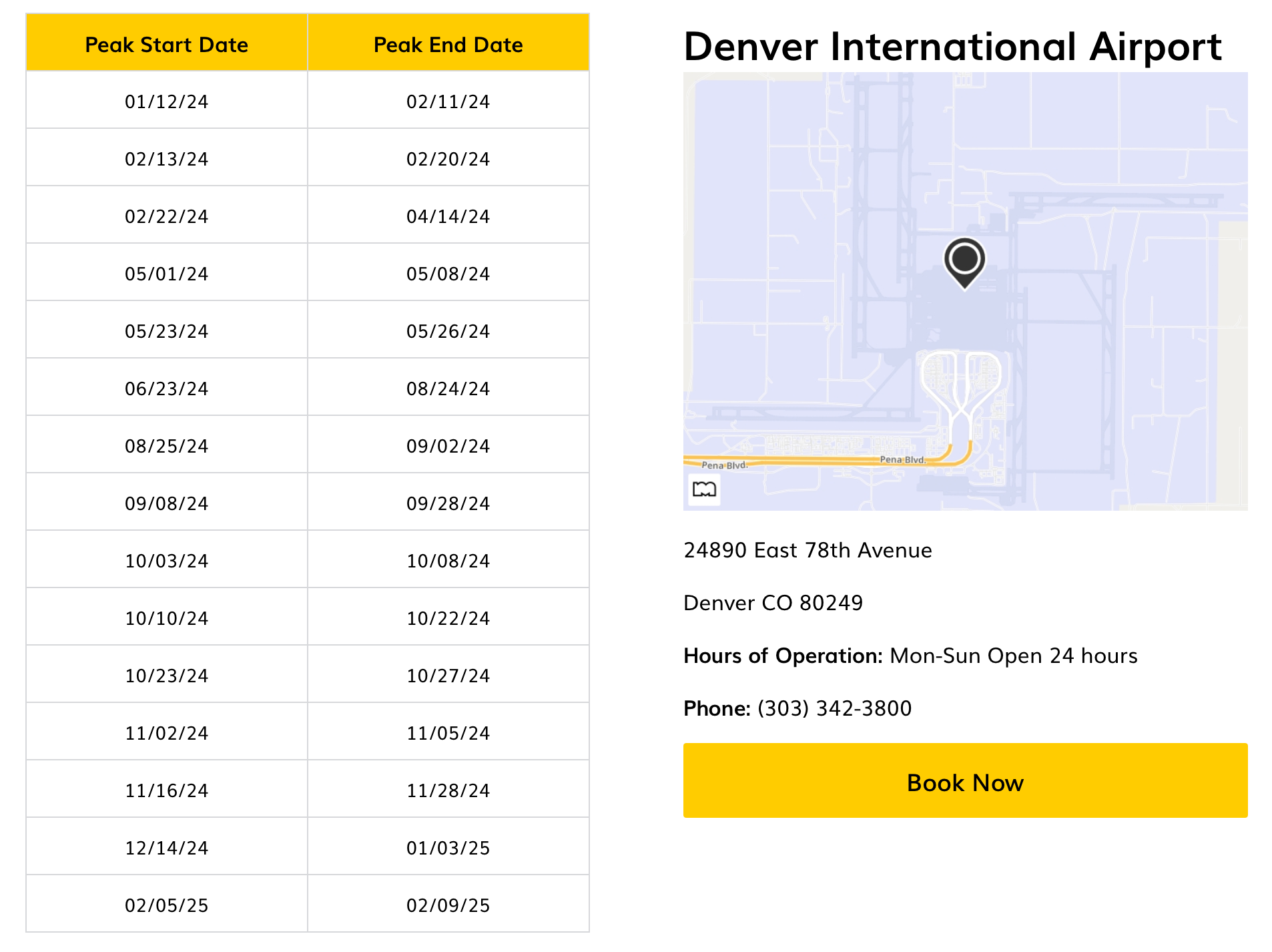 Hertz peak dates at DEN